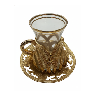 Handmade Gold Plated Turkish Vintage Tea Cup Set x 6