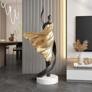 Modern Luxury Resin Girl Sculpture  LED Art Lamp for Living Room, Office & Home Decor