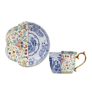 Luxury Gold Handle Porcelain Cup Set  Floral Tea & Coffee Saucer (250ml)
