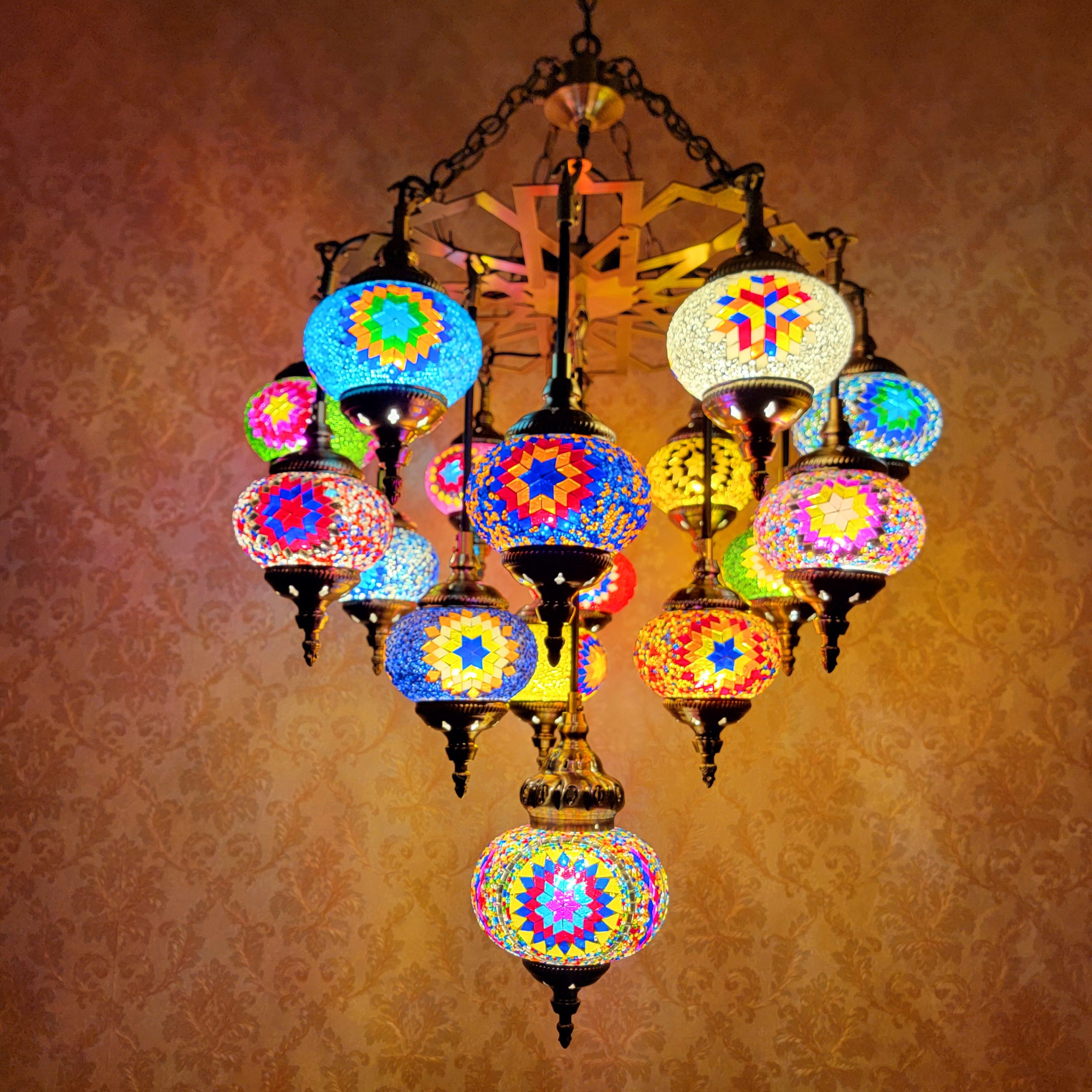 Mediterranean Turkish Mosaic Chandelier – Retro Multi-Head Pendant Ceiling Lamp - Image 3