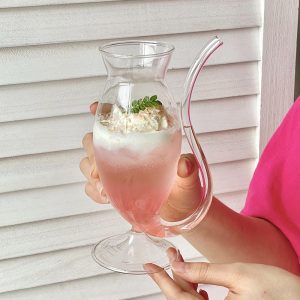 Nordic Artistic Straw Cup – Irregular Transparent Party Drinkware