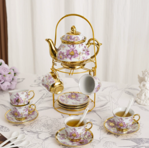 European Floral Ceramic Tea Set
