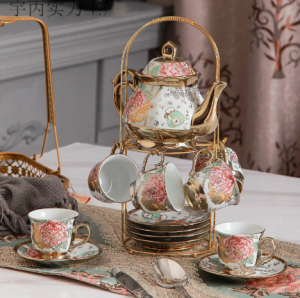 European Floral Ceramic Tea Set