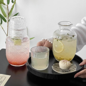 Vintage Engraved Glass Tea Set